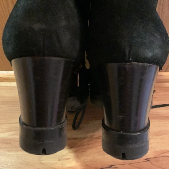 Aquatalia Marvin K 8-1/2 waterproof suede wedge zip & lace up black ankle bootie - Picture 9 of 15